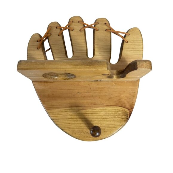 Amish Wooden Baseball Glove Rack Wall Mount Holder Mitt Boy Girl Room Decor - Picture 4 of 13